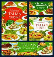 Italian restaurant meals menu vector banners