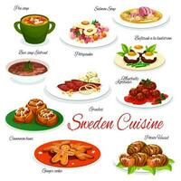 Sweden cuisine restaurant dishes menu vectors