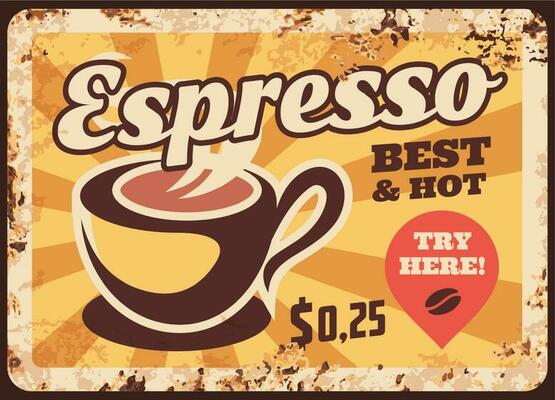 Steaming coffee, vector cup with hot espresso