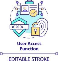 User access function concept icon. Identity management process abstract idea thin line illustration. Log-on function. Isolated outline drawing. Editable stroke vector