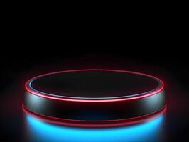 podium 3d with neon effect,stand product 3d , photo