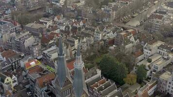 Amsterdam stad antenne visie tonen de grachten en architectuur van de lucht video