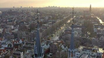 Amsterdam City Aerial View Showing the Canals and Architecture video
