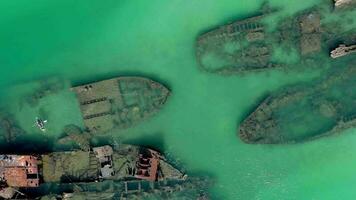 Bird's Eye View of Tangalooma Shipwrecks in Brisbane Australia in the Summer video