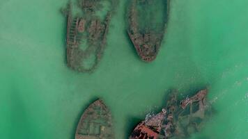 Bird's Eye View of Tangalooma Shipwrecks in Brisbane Australia in the Summer video