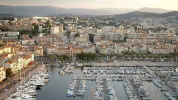 Sunrise in the Port of Cannes With Yachts and Ships Moored in the Marina video