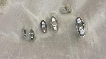 Old Fishing Boats Ashore on Thorup Strand Beach in Denmark video