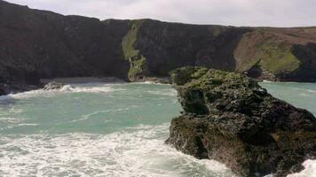 Godrevy Erbe Küste im Cornwall Antenne Aussicht video