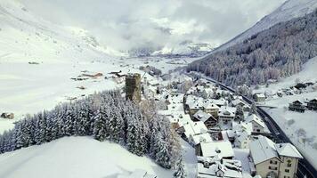 Snow Covered Hospental Village in Switzerland in the Winter video