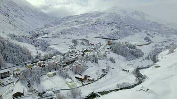 Snow Covered Hospental Village in Switzerland in the Winter video