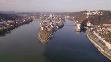 passau en stad i Tyskland som sitter på tre floder video