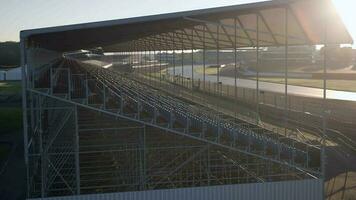 Grandstand View over Silverstone Race Track at Sunrise video