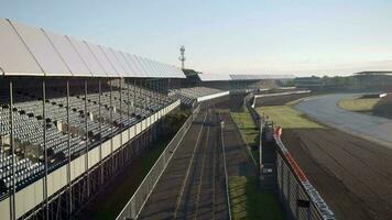 Grandstand View over Silverstone Race Track at Sunrise video