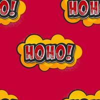 Repeat-less Sticker Style HO HO Font With Halftone Effect On Yellow And Pink Background. vector