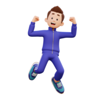 3d masculino personaje contento saltando png