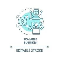 Scalable business turquoise concept icon. Easy to provide. Affiliate marketer benefit abstract idea thin line illustration. Isolated outline drawing. Editable stroke vector