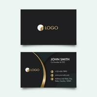 Black Color Business Or Visiting Card With Double-Side. vector