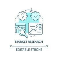 Market research turquoise concept icon. Predict tendencies. Causal studying example abstract idea thin line illustration. Isolated outline drawing. Editable stroke vector