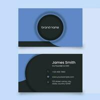 Double-Side Of Business Card Template Layout In Blue And Black Color. vector