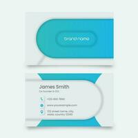 Business Or Visiting Card With Double-Side In White And Blue Color. vector