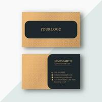 Double-Side Business Card Template Design In Brown And Black Color. vector