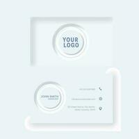 Neumorphic Business Card Template Layout With Double-Side In White Color. vector