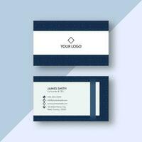 Double-Side Business Card Template Layout In Blue And White Color. vector