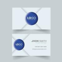 Neumorphism Business Card Template With Double-Side In Blue And White Color. vector