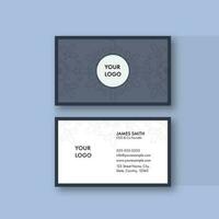 Double-Side Business Card Template Design With Flourish Pattern In Gray And White Color. vector