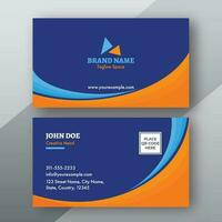 Blue And Orange Color Business Or Visiting Card With Double-Side Present. vector