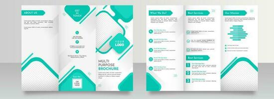 Multipurpose Trifold Brochure Template Layout With Double-Side In Cyan And White Color. vector