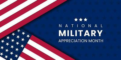 National Military Appreciation Month NMAM is celebrated every year in May and is a declaration that encourages U.S. Vector illustration.