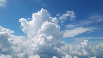 Blue sky with specific clouds. See over the clouds.summer blue sky cloud slant light white establishment. photo