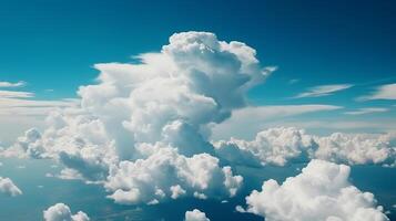 Blue sky with specific clouds. See over the clouds.summer blue sky cloud slant light white establishment. photo