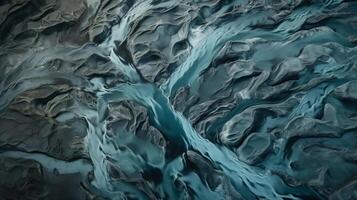 A chilly conduit from over. Ethereal photo of the stream streams from Icelandic chilly masses.