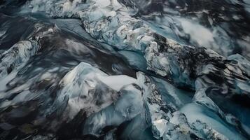 A chilly conduit from over. Ethereal photo of the stream streams from Icelandic chilly masses.