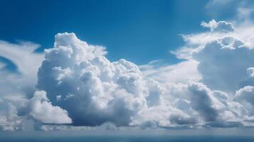 Blue sky with specific clouds. See over the clouds.summer blue sky cloud slant light white establishment. photo