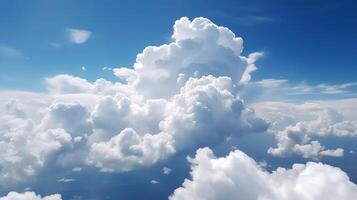 Blue sky with particular clouds. See over the clouds.summer blue sky cloud incline light white foundation. photo