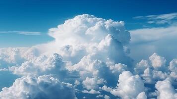 Blue sky with particular clouds. See over the clouds.summer blue sky cloud incline light white foundation. photo
