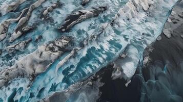 A chilly conduit from over. Ethereal photo of the stream streams from Icelandic chilly masses.