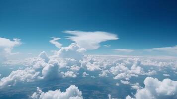 Blue sky with particular clouds. See over the clouds.summer blue sky cloud incline light white foundation. photo