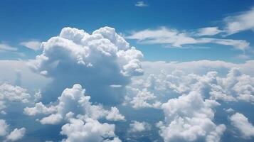 Blue sky with particular clouds. See over the clouds.summer blue sky cloud incline light white foundation. photo