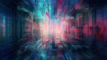 Interesting blue, mint and pink establishment with joining computerized glitch and mutilation affect. photo