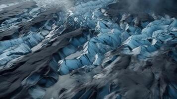 A chilly conduit from over. Ethereal photo of the stream streams from Icelandic chilly masses.