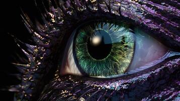 Urgent close - eye, spaceship zone, untouchable couture organize,. photo