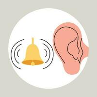 Ringing in the ear. Otitis, tinnitus symptom. Bacteria in the middle ear vector