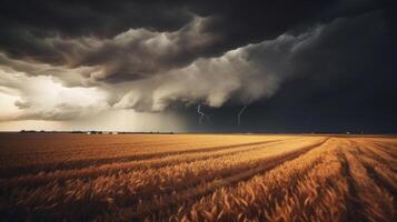 tornado rabia mediante un campo. ilustración ai generativo foto