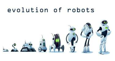 Robots evolution, AI android transformer bots vector