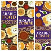 Arabic cuisine vector food and drinks banners set