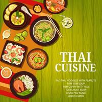 Thai food menu, Thailand cuisine dishes, rice soup vector